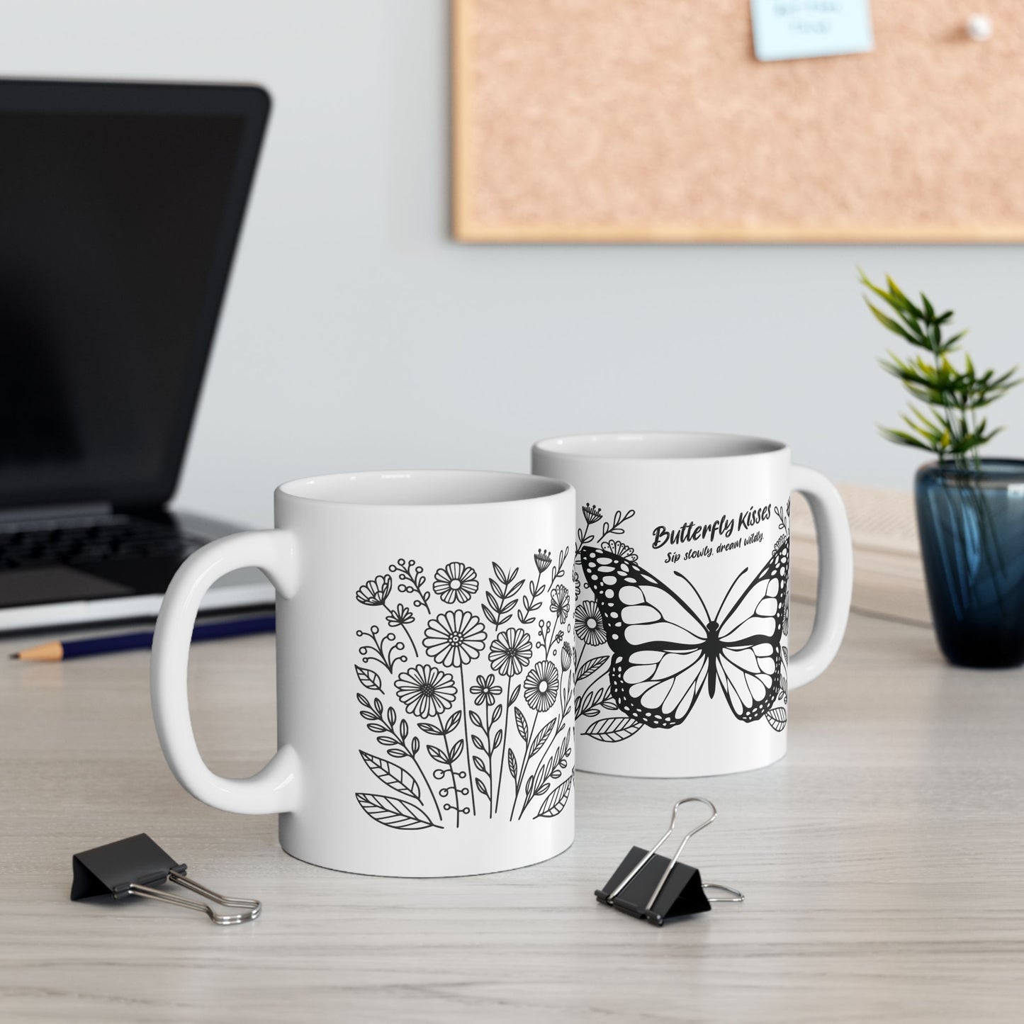 Butterfly Floral Ceramic Mug