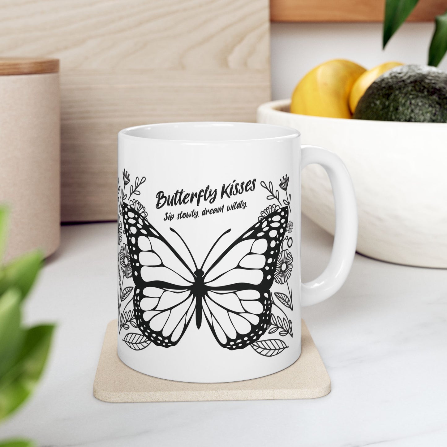 Butterfly Floral Ceramic Mug